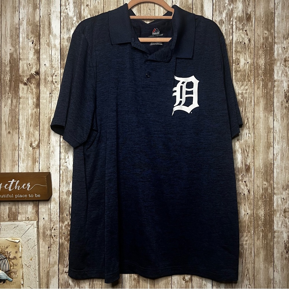 Navy Blue Detroit Tigers Majestic Polo Shirt 2x‎